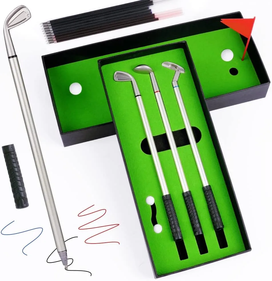 OSDUE Golf Pen Set, Golfstift Geschenke für Männer, Mini Desktop Spiele, lustiges Fidget Spielzeug, Golf Kugelschreiber Geschenk für Erwachsene, Mitarbeiter, Männer, Boss