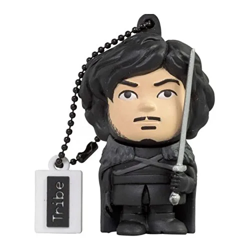Tribe Game of Thrones Jon Snow USB Stick 16GB Speicherstick 2.0 High Speed Pendrive Memory Stick Flash Drive, Lustige Geschenke 3D Figur, USB Gadget aus Hart-PVC mit Schlüsselanhänger – Schwarz