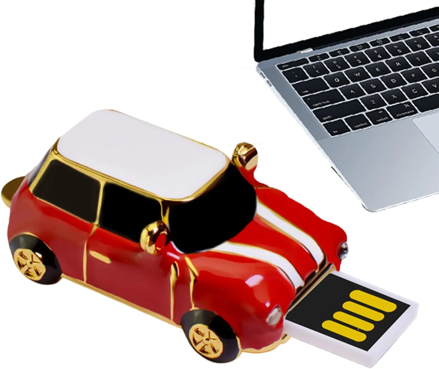 USB-Laufwerk, Speicherblitz, 2,4 x 4,5 cm, klassische Auto-Form, 4 GB, Speichergerät, sichere Foto-Musikdaten-Disk für Laptop, Computer, Schule, Arbeit, TV-Backup-Dateiübertragung