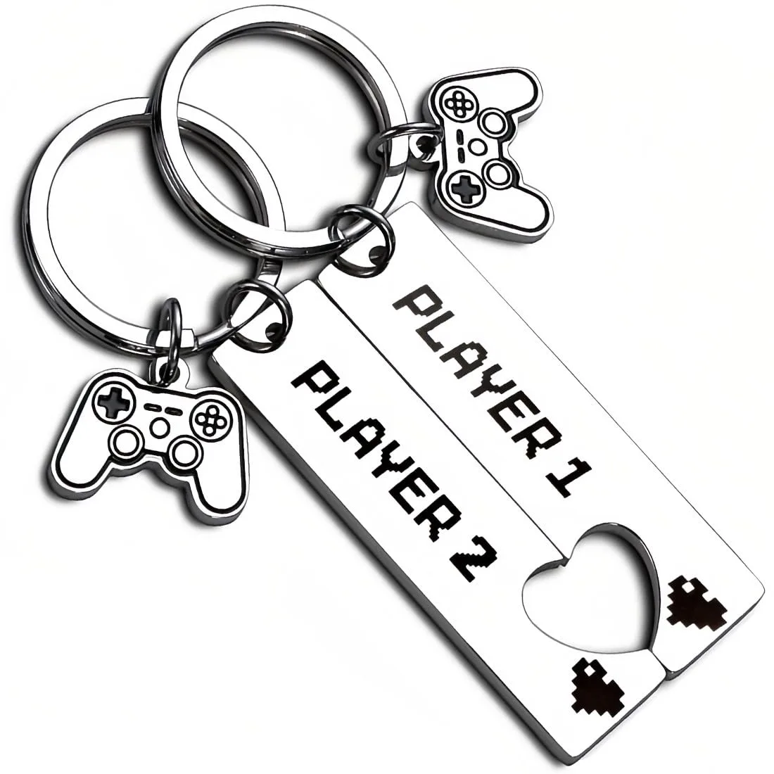 EAVUYIS 2 Stück Gamer Paare Schlüsselanhänger, Spiel Schlüsselanhänger Partner Schlüsselanhänger für Ihn Sie Freund Freundin, Geschenk für Valentinstag Weihnachten Geburtstag Jahrestag
