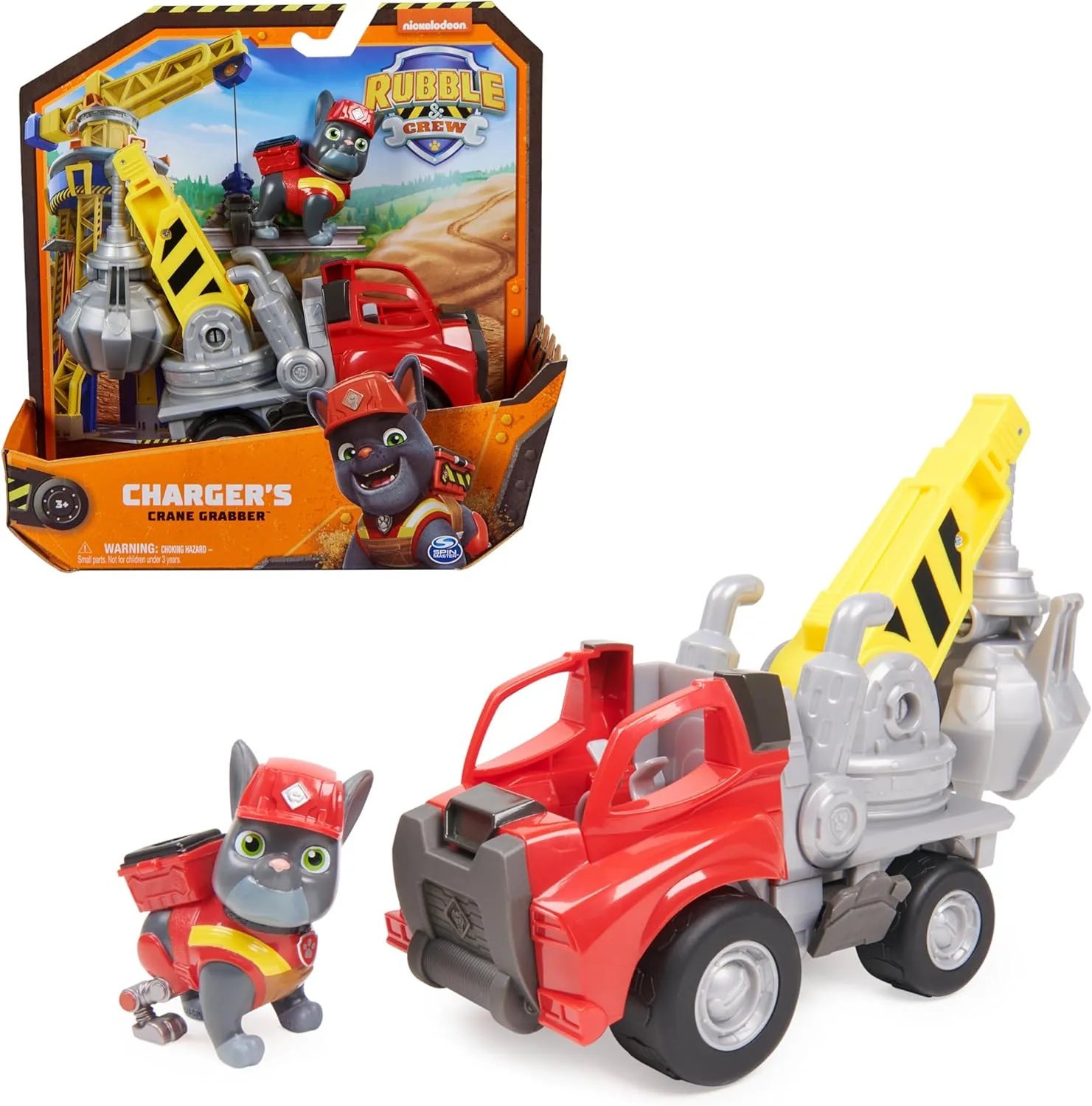 Rubble & Crew - Kran-Baufahrzeug mit Charger-Figur (Basis Fahrzeug), Spielzeug für Kinder ab 3 Jahren