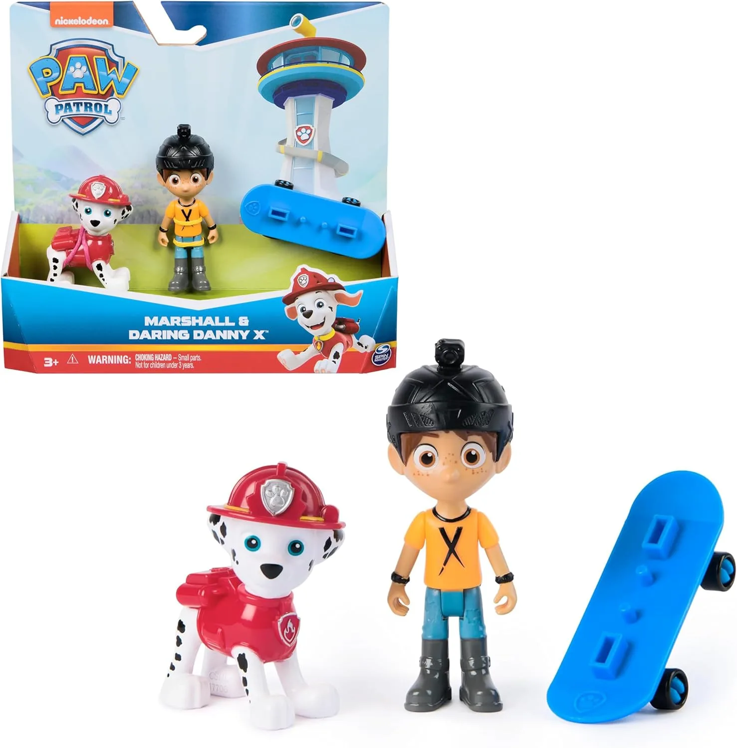 PAW Patrol Hero Pups – Actionfiguren-Set mit 1 Marshall Hundefigur, 1 Danny-X Figur und 1 Skateboard, Spielzeug geeignet für Kinder ab 3 Jahren