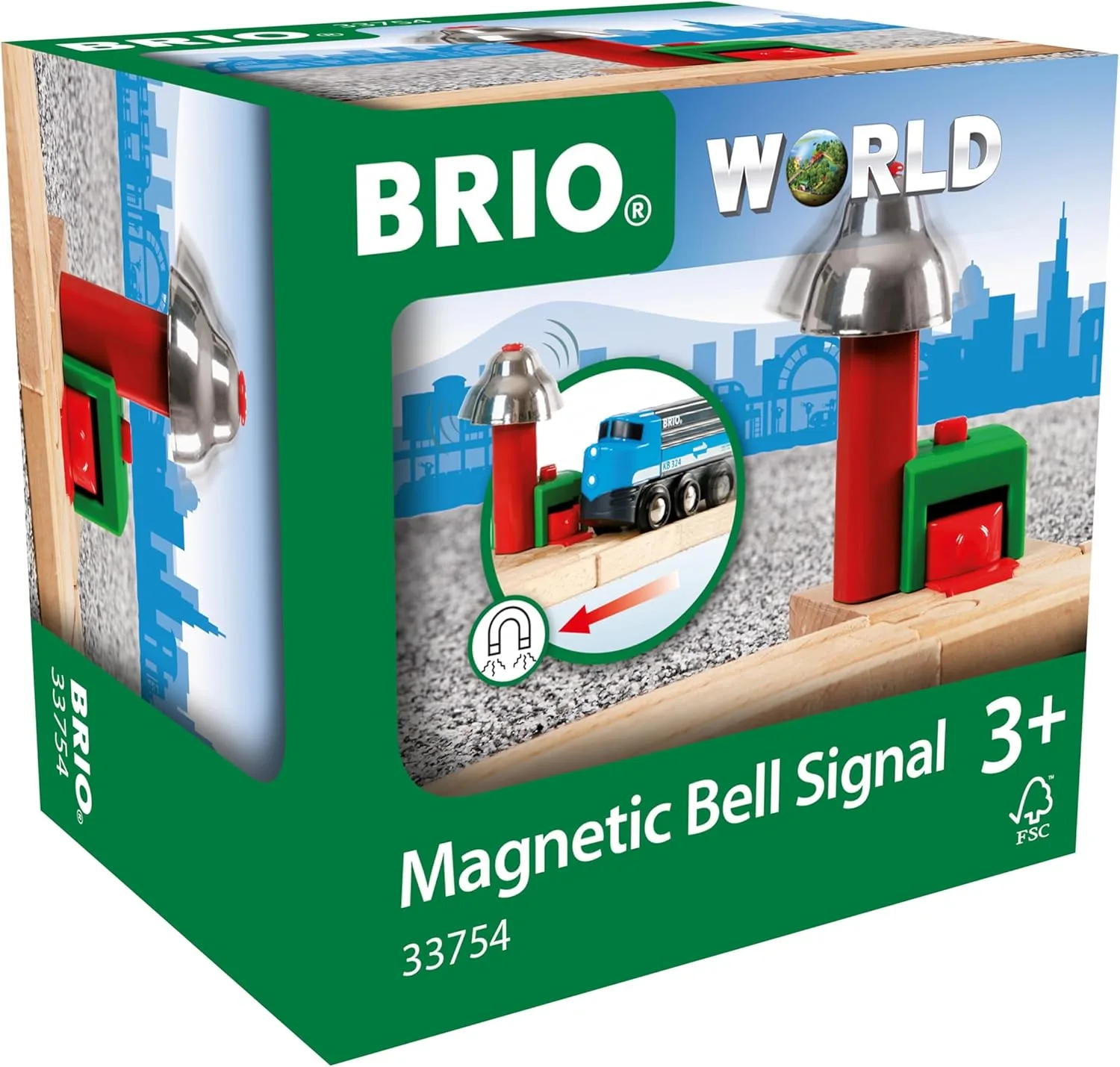 BRIO World 33754 Magnetisches Glockensignal - Eisenbahnzubehör Holzeisenbahn - Kleinkinderspielzeug empfohlen für Kinder ab 3 Jahren