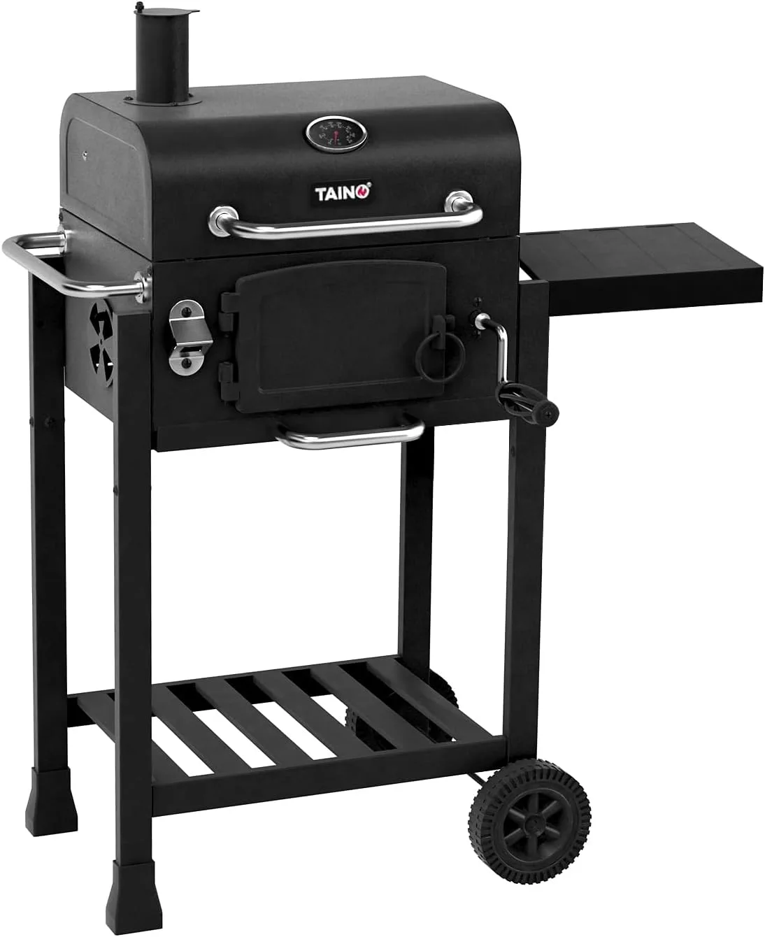 TAINO HERO Smoker klein BBQ Grillwagen Holzkohle-Grill Grillkamin Standgrill Räucherofen Grillrost