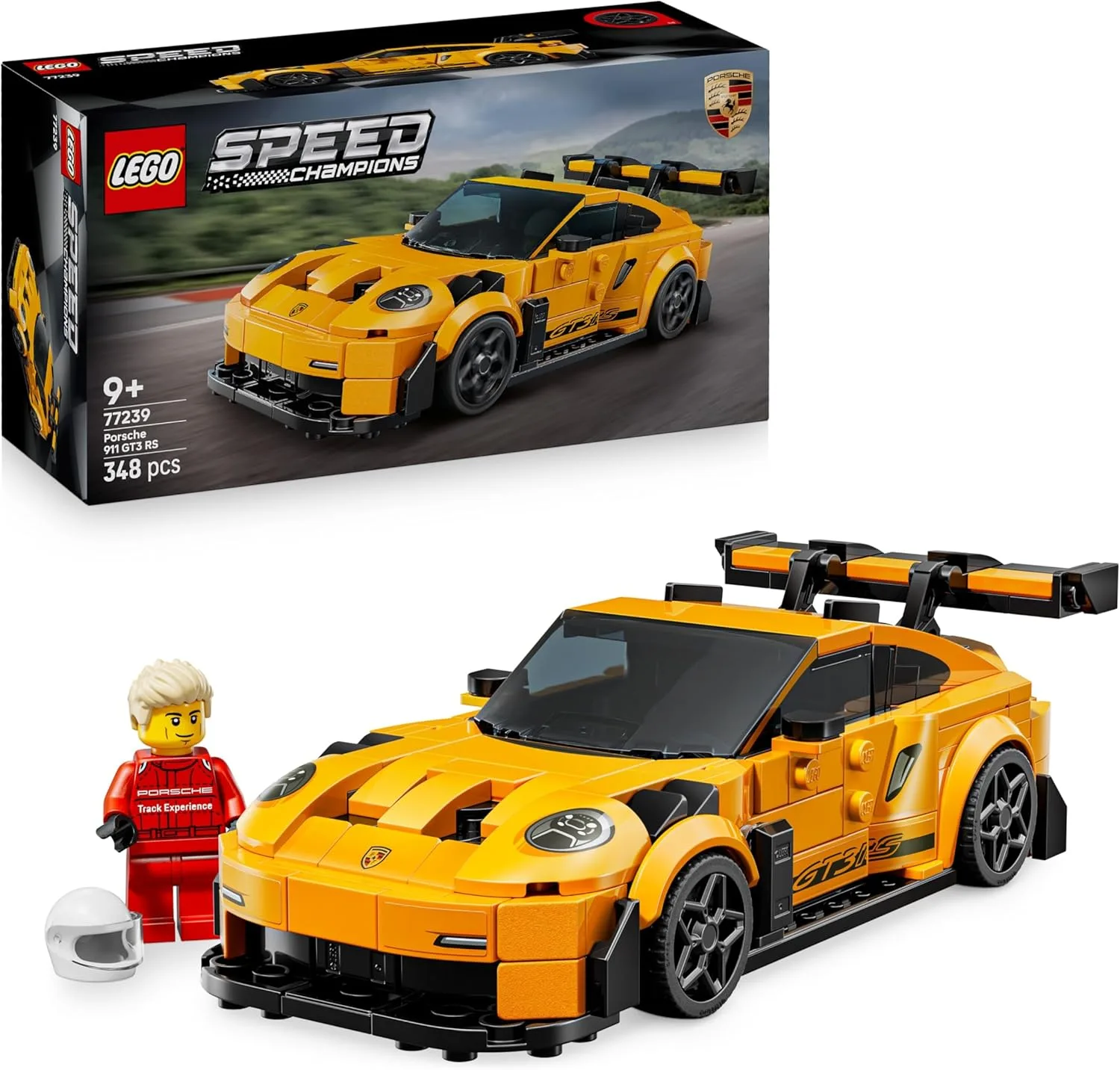 LEGO Speed Champions Porsche 911 GT3 RS Supersportwagen - Spielzeugauto mit 1 Minifigur zum Sammeln und Ausstellen - Kreatives Geschenk für Jungen, Mädchen ab 9 Jahren und Sportwagen Fans - 77239