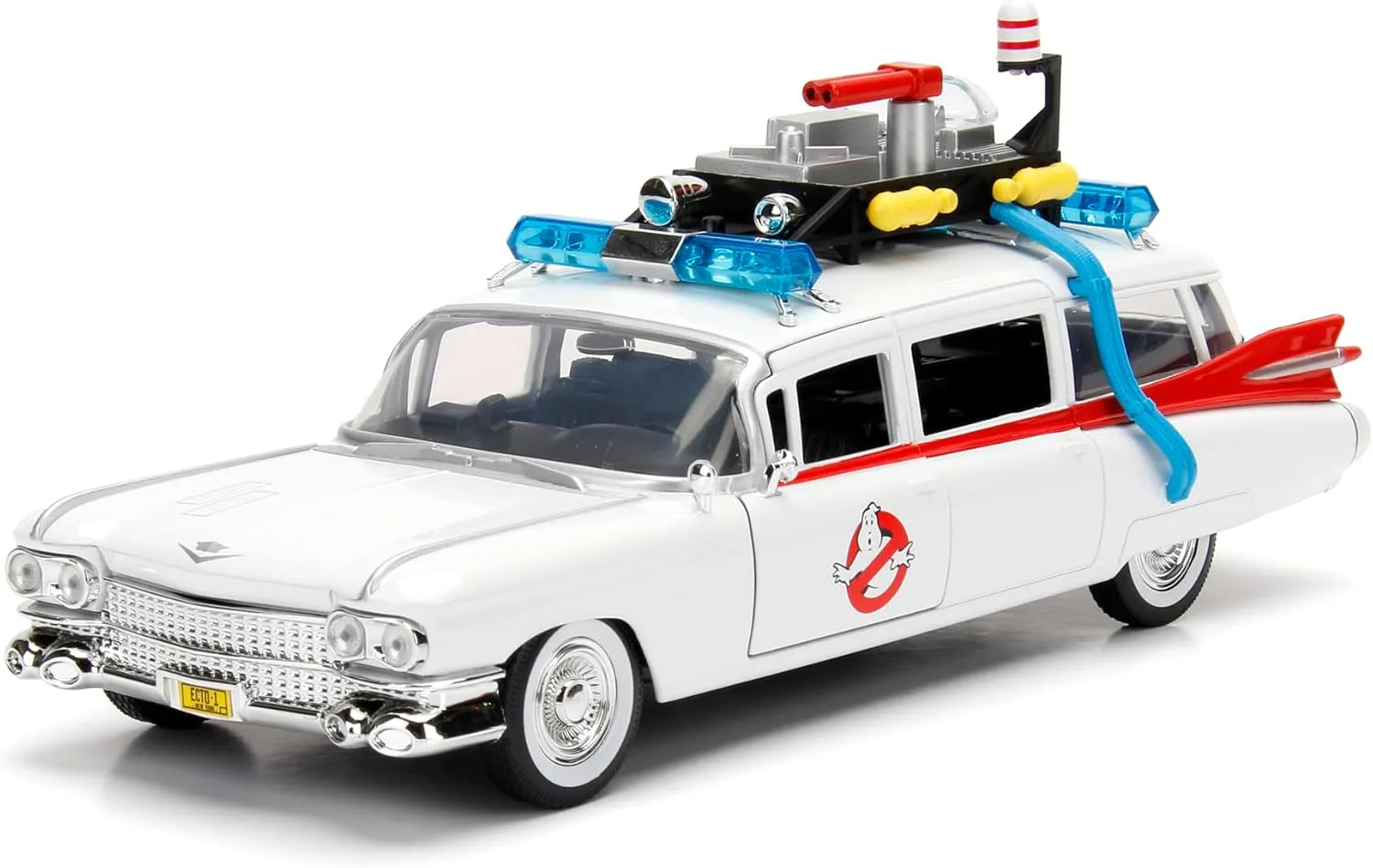 Jada Toys Ghostbuster ECTO-1, Modellauto, Spielzeugauto aus Die-cast, öffnende Türen, Kofferraum & Motorhaube, Maßstab 1:24, weiß