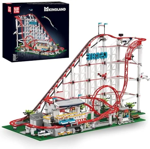 Mould King 11014 Technik Groß Vergnügungspark Loop Coaster Bausatz, MOC Themenpark Achterbahn Modellbausteine Spielzeug für Erwachsene (3646 Teile)