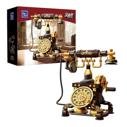 PANTASY Retro-Telefon-Bausteinset für Erwachsene, Vintage-DIY-Modellbausatz mit realistischem Design, kreatives Wohnaccessoire, Sammler und Hobbyisten