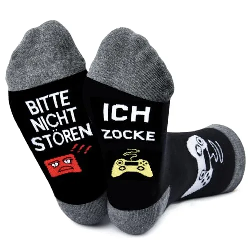 cheap4uk Geschenk für Männer Lustige Socken mit Spruch Bier Gaming Zocken Socken Herren 43-46 Geburtstagsgeschenk Weihnachten Geschenke Socken für Herren Man Papa Opa Teenager