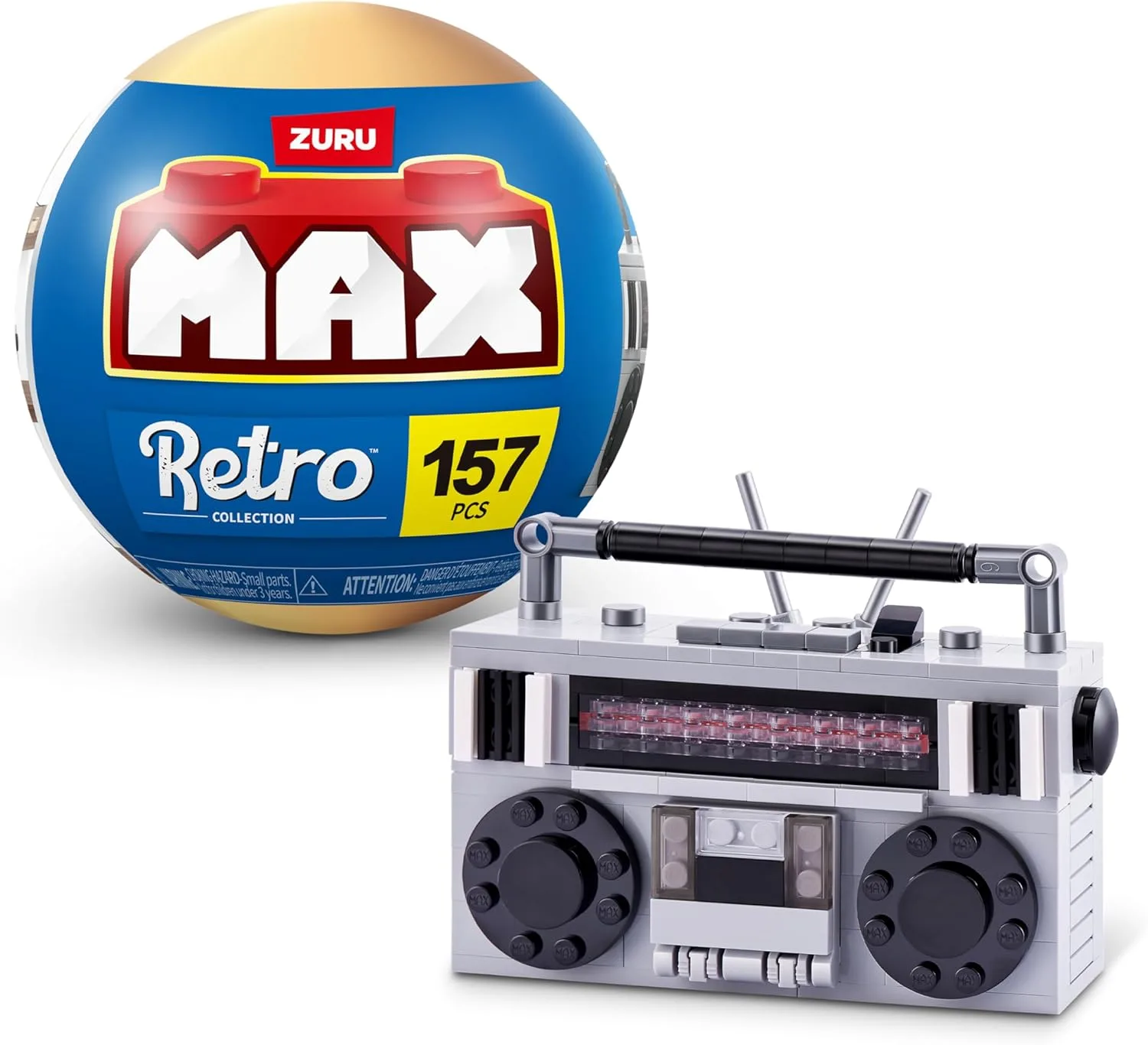 MAX ZURU Premium Retro Bauklötze (Kassettenradio) – Sammel-Minis, Neuheits-Unboxing-Spielzeug Für Kinder, Kreative Spielsets