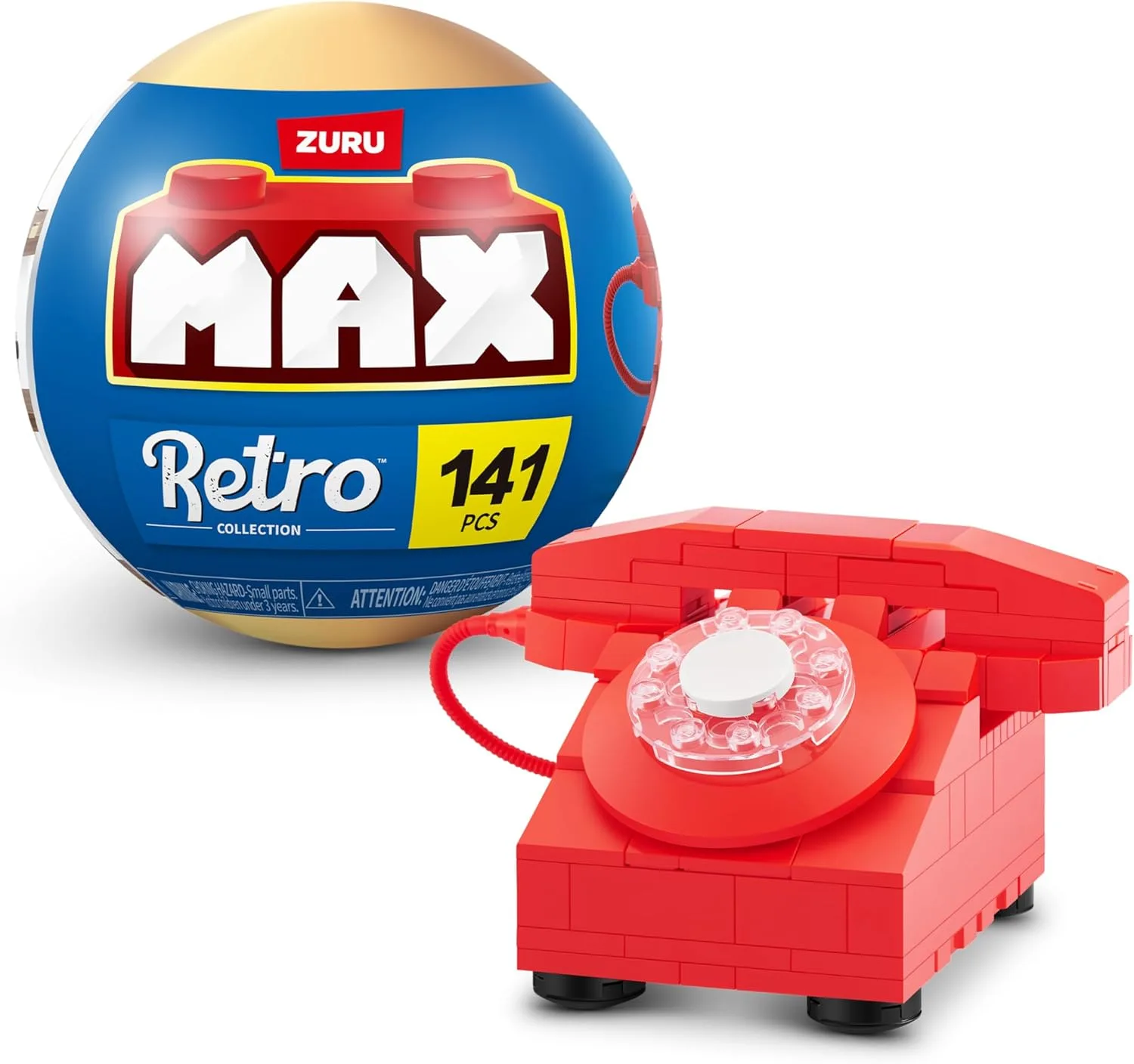 MAX ZURU Premium Retro Bauklötze (Telefon) – Sammel-Minis, Neuheits-Unboxing-Spielzeug Für Kinder, Kreative Spielsets