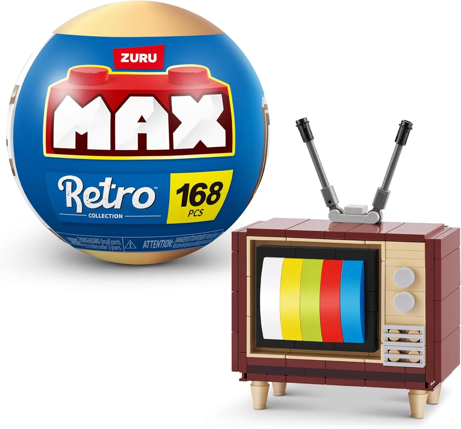 MAX ZURU Premium Retro Bauklötze (Fernseher) – Sammel-Minis, Neuheits-Unboxing-Spielzeug Für Kinder, Kreative Spielsets