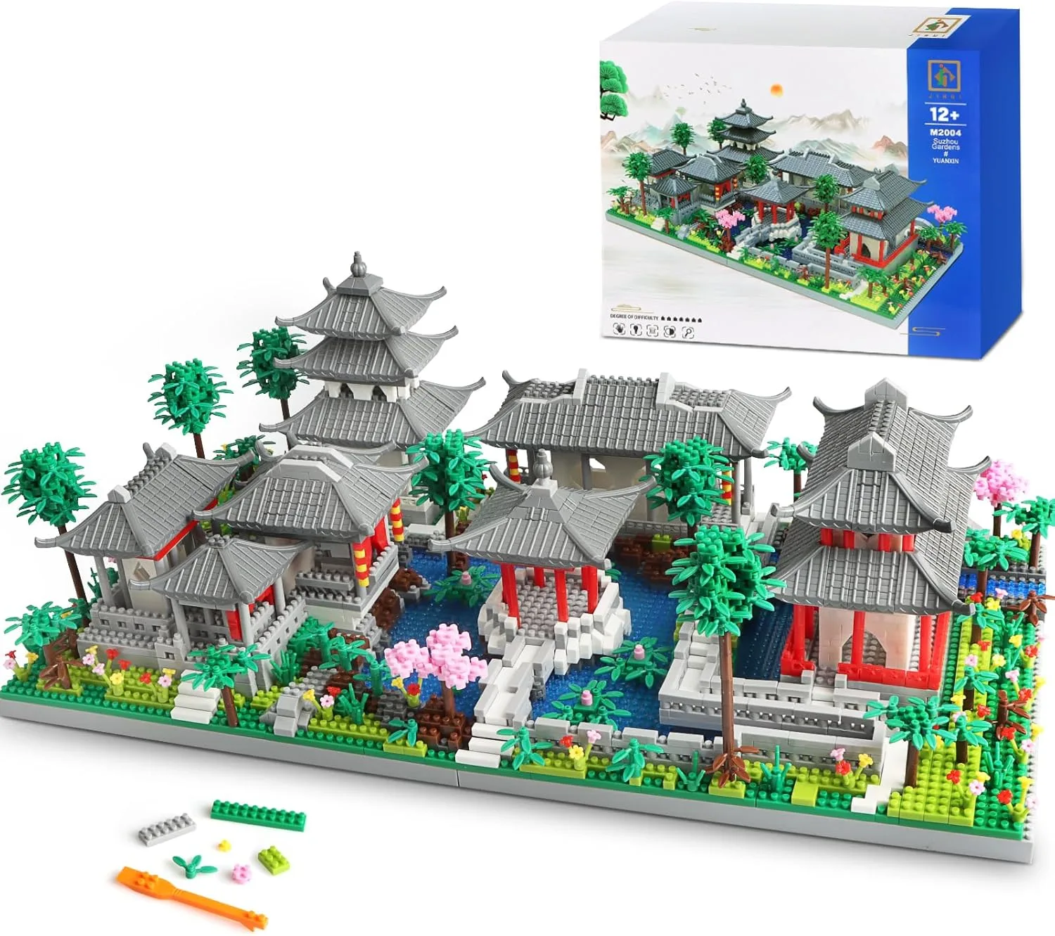 HIGH GODO Chinese Architecture Micro Bausteine Set, 3930 Teile Klassischer Suzhou Garden Haus Deko Modell, Klemmbausteine Creative Geschenk für Erwachsene oder Jugendliche