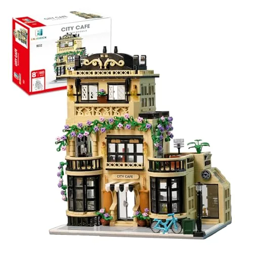 ENJBRICK Blumen Stadt Kaffeehaus Bausatz Kompatibel mit Lego für Adutls, Architektur Bauhaus Kit für Jungen und Mädchen 8-14 Jahre 144 3PCS