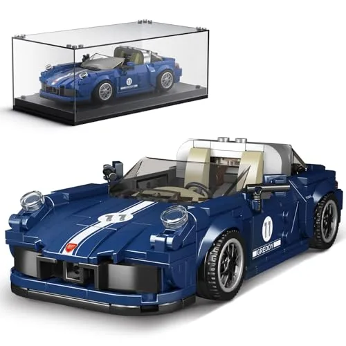 Mould King 27040 Technik Speed Champion Rennwagen Bausteine 911 Sportwagen Klemmbausteine mit Acryl-Vitrine Modellautos zum Sammeln (366 Teile)