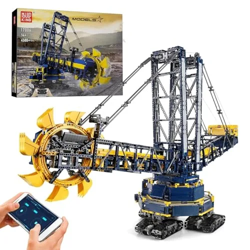 Mould King 17006 Technologie Schaufelradbagger,4588PCS Fernbedienung elektrisch dynamische Version von Baggermodellbausteinen der großen Engineering-Serie, kompatibel mit Mechanische Gruppe