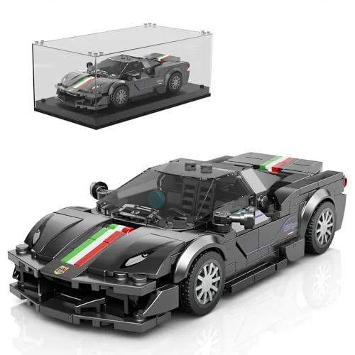 Mould King 27068 Technik Speed Champion Auto Bausteine F488 Sportwagen Klemmbausteine Rennwagen Bauspielzeug mit Acryl Vitrine Modellautos zum Sammeln (358 Teile)
