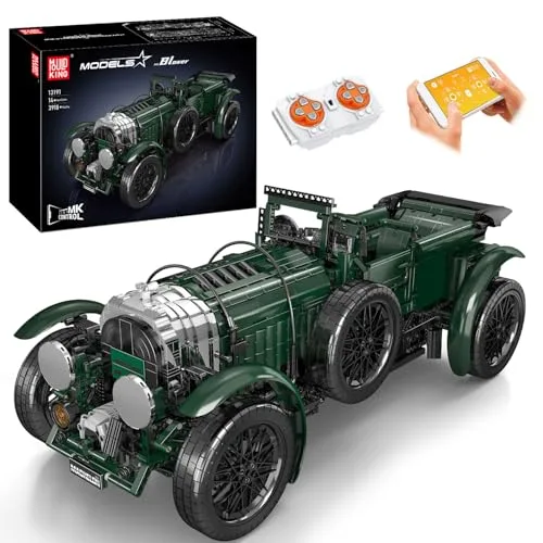 Mould King 13191 Technik Oldtimer Auto Bausteine Modell mit Motor, 3918 Teile Ferngesteuert Oldtimer Bausatz mit Fernbedienung und App Dual Control, Hightech Automodell Spielzeug für Kinder
