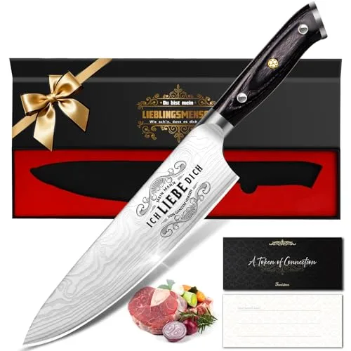 Küchenmesser Extrem Scharf Geschenke für Männer Weihnachtsgeschenke, Deutsch EN. 4116 Edelstahlmesser, Jahrestag Geschenk für Ihn Freund Ehemann Weihnachten, Partner Geschenke Adventskalender