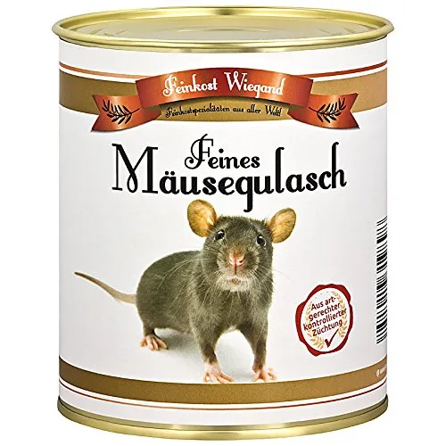 4you Design Mäusegulasch Feines aus der Dose – lustiges Geschenk zu Weihnachten oder Geburtstag für Kinder und Erwachsene – weiße Mäuse Schaumgummi in einer Feinkost Dose – 175g