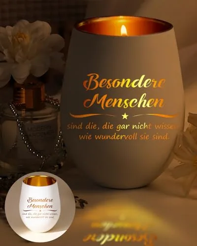 Windlicht mit Gravur Weihnachtsgeschenke, Teelichthalter Geschenke für Frauen Weihnachten, Wichtelgeschenke für Frauen, Windlicht Glas mit Spruch Weihnachtskalender, Dankeschön Geschenke für Kollegin