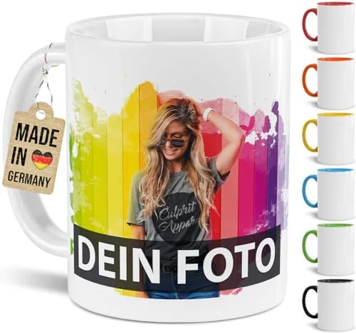 Tasse selbst individuell gestalten/Personalisierbar mit eigenem Foto Bedrucken/Fototasse/Motivtasse/Werbetasse/Firmentasse mit Logo/Weiss - Glanz