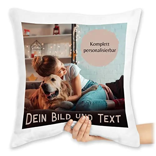 Kissen 40x40 Zierkissen - eigenem - Foto Bild Geschenk I Dein Bild und Text - 40 x 40 cm - Weiß - fotokissen+selbst+gestalten fotokissen selbst gestalten personalisiertes Photo sofakissen