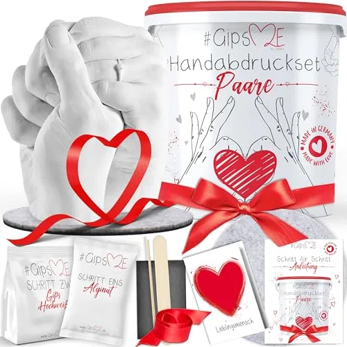 GipsME – DAS ORIGINAL - 3D Handabdruck Set für Paare – Gipsabdruck Hände - Partner und Pärchen Geschenke für Frauen und Männer für Valentinstag, Hochzeitstag, Jahrestag Geschenk für Sie und Ihn