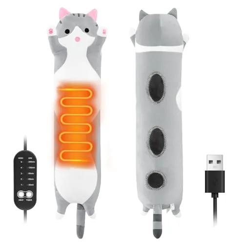 Katzen Heizdecke Kuscheldecke mit Abschaltautomatik, Elektrisches Heizkissen Usb für Periode, Warmies Wärmekissen Nacken Rücken Schulter Bauch, Weihnachtsgeschenke für Frauen Mädchen Katzenliebhaber