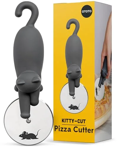 OTOTO Kitty Cut Pizzaschneider Rad - Pizzaschneider aus Edelstahl, lustige Küchenhelfer und Küchengeschenke, Katzengeschenk für Frauen, Katzenliebhaber