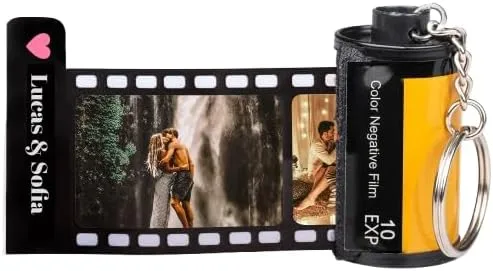 Wanapix | Schlüsselanhänger Filmrolle mit Fotos | Personalisierter Schlüsselanhänger mit 10 Fotos | Kodak Film Schlüsselanhänger mit Ihren Fotos darauf | Originelles Geschenk