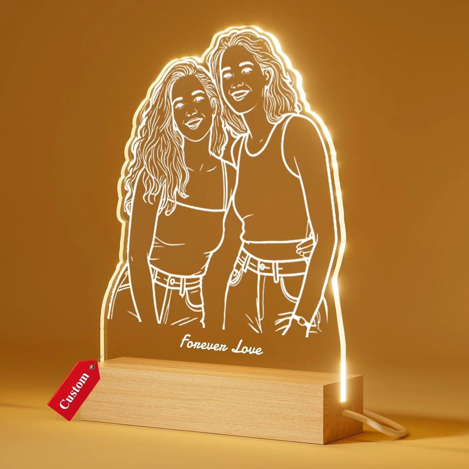 DPDP Beste Freundin Geschenke - Personalisierte Bilderrahmen mit 3D Fotolinien, Geburtstagsgeschenk Jahrestagsgeschenk Personalisiert für Ihn Sie, Fotogeschenke für Frauen Männer Familie und Haustiere