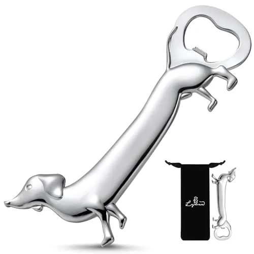 Dackel-Flaschenöffner, Bieröffner, Dackel-Geschenke, Würstchen-Geschenk, lustig, niedlich, Wiener-Hund, Doxie-Geschenke, Silber