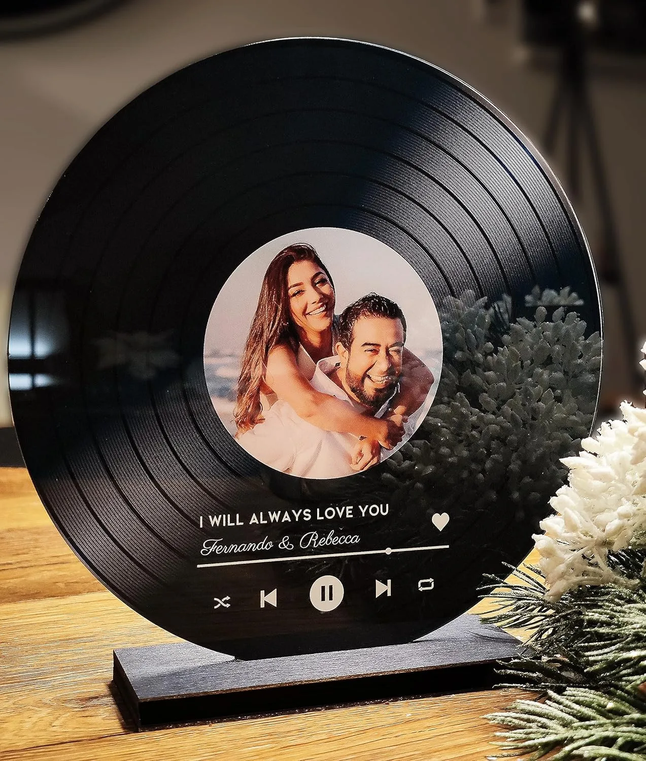 Song Cover Glas mit Foto aus Acrylglas - Ø 20cm Spotify Bild Musik Geschenk für Freundin Freund in Schallplattenoptik - Personalisiertes Fotogeschenk für Sie und Ihn (Acrylglas, Schallplatte)