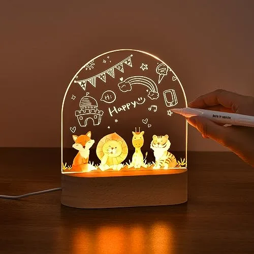 OTraki Personalisiertes Kinder Nachtlicht Weihnachtsgeschenke für Babys Individuelle Nachttischlampe für Kinder Baby Geschenk zur Geburt für Mädchen Junge mit Animalprint, Acryl
