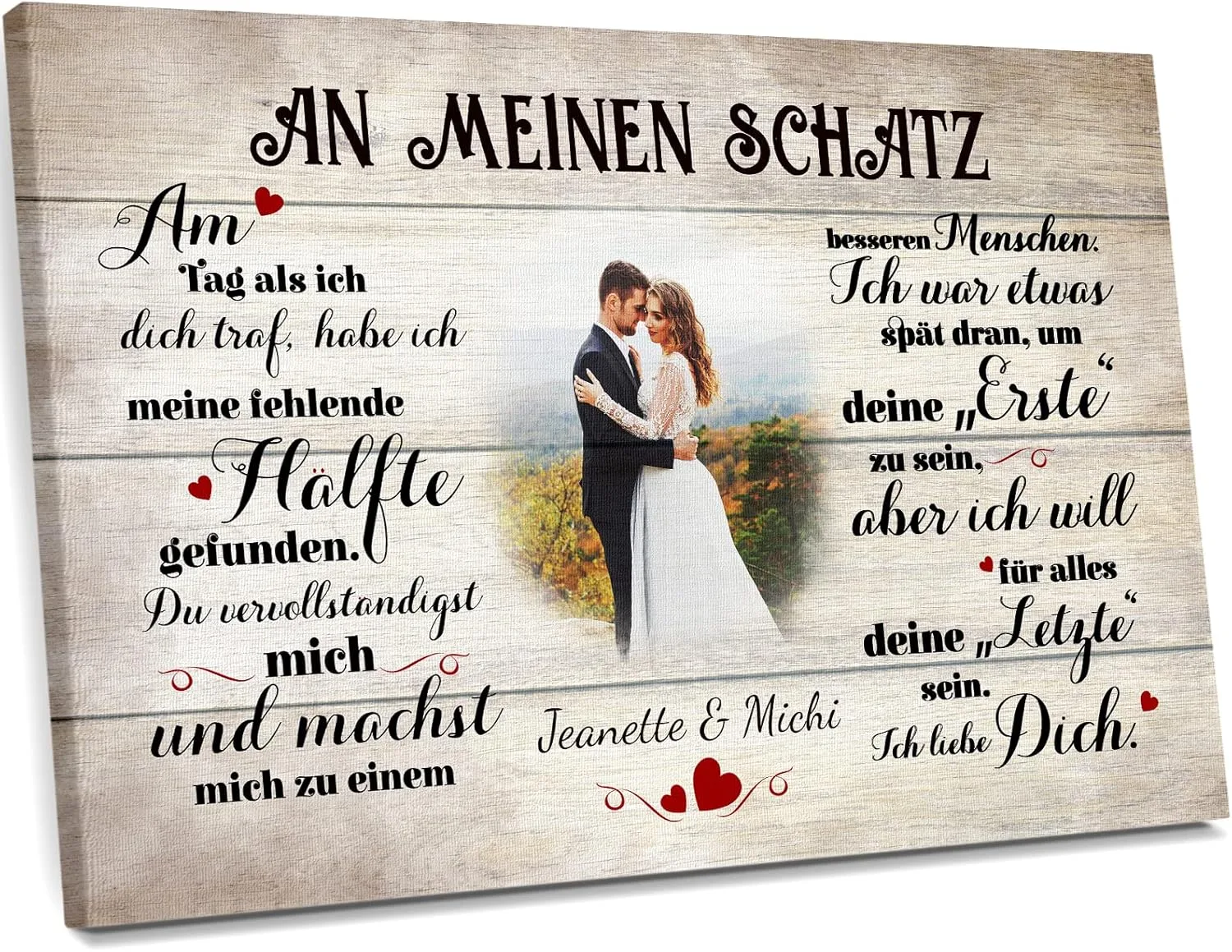 Love Faith An meinen Schatz (an ihn) Paar-Leinwand 30 x 20 cm - Personalisiertes Wandbild als Geschenk für Mann/Freund mit eigenem Foto