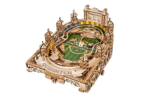 Ugears Quidditch Pinball 3D Puzzle Holz - 3D Holzpuzzle Harry Potter Flipper Maschine Modellbausatz Erwachsene Flipperautomat - Harry Potter Geschenke Holzpuzzle Erwachsene für Geburtstag - 402 Teile