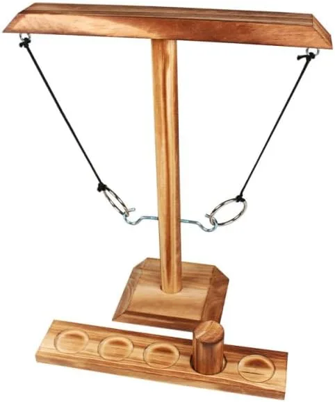 Ring Toss Game | Geschicklichkeitsspiel aus Holz | Hängende Ringwurfmaschine | Wer ist der Schnellste? | Spannende Duelle für die nächste Party I Innen & Außen | Kinder & Erwachsene | 100% Spaß