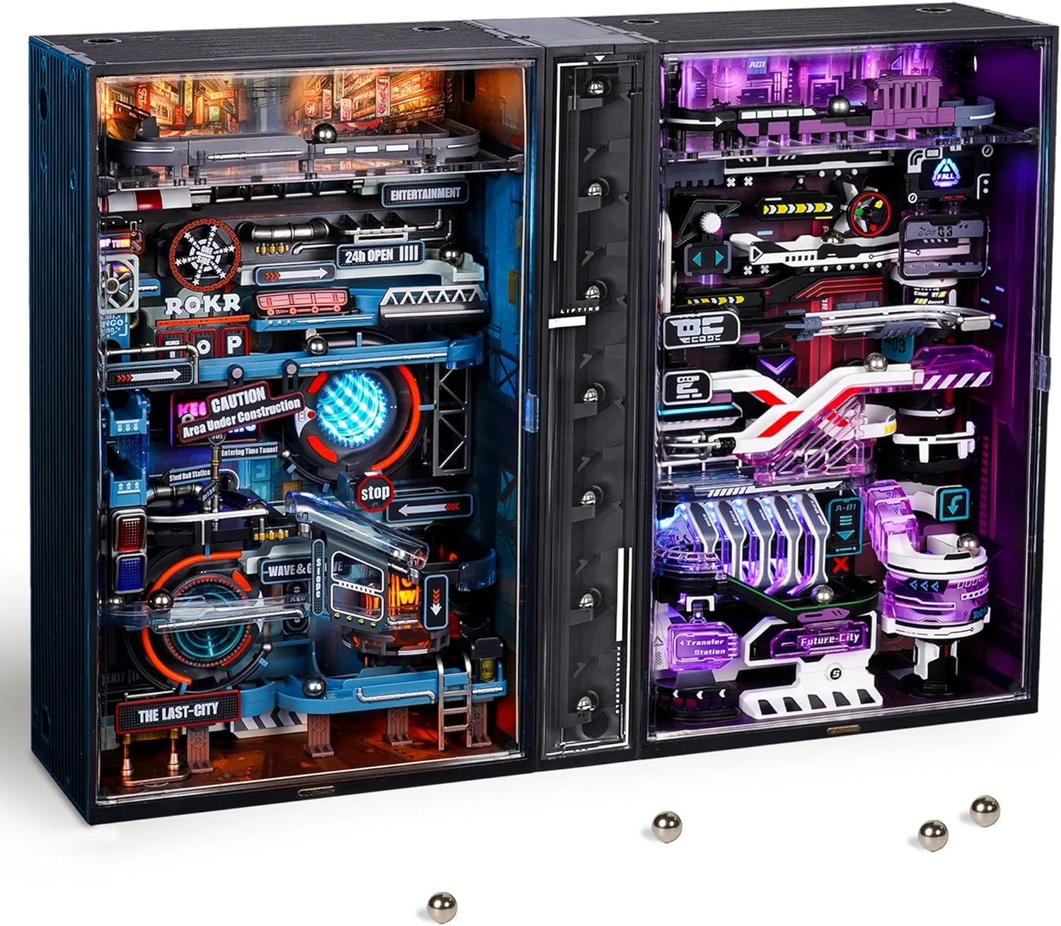 ROKR Modellbausätze MRX01 3D-Kunststoff-Marmorbahn, Marmor-Parallelwelt, Computertisch-Dekoration