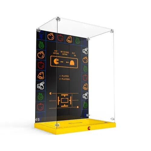 Acrylic Display Case for 10323 Icons PAC-Man Dustproof Transparent HD Backdrop Display Case Compatible with 10323 Building Kit (Box Only, No Model)