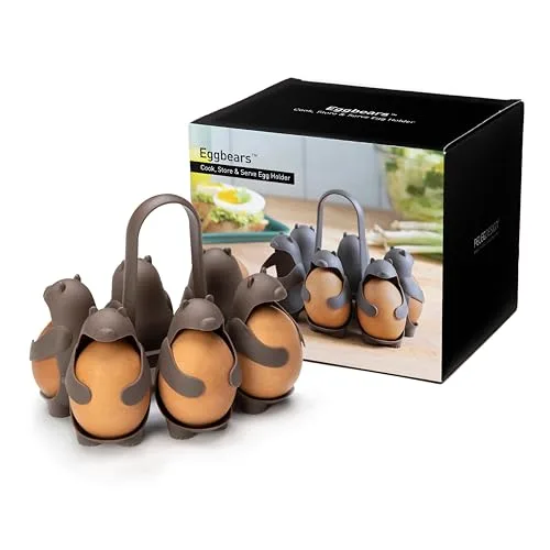 PELEG DESIGN – Egguins-förmiger Eierspender & Eier Aufbewahrung – Eierkocher & Kühlschrank Organizer für 6 Eier – Perfekt für Weich- und Hartgekochte Eier (Eggbears)