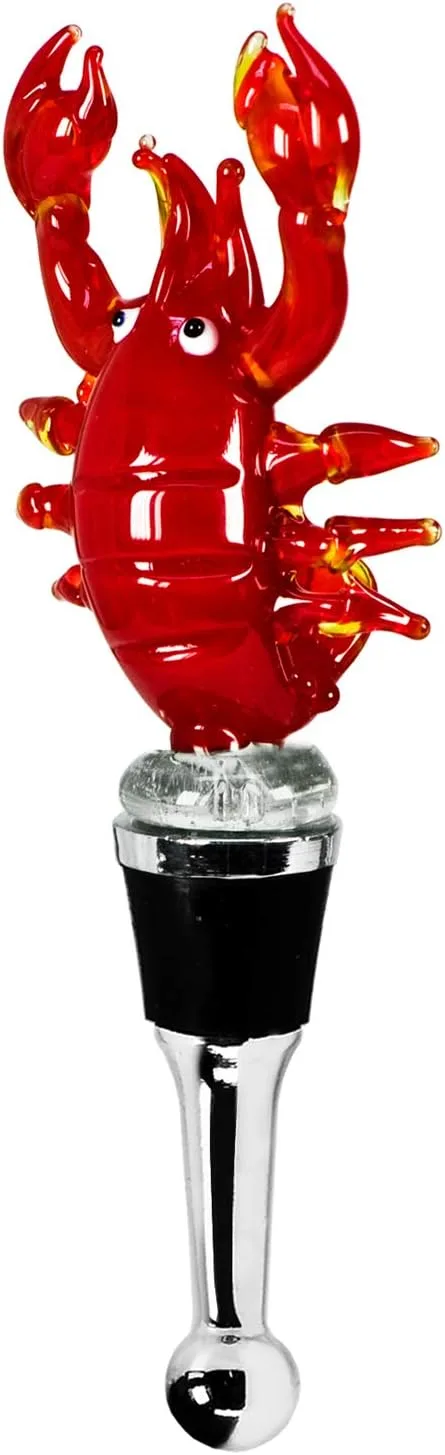 EDZARD Flaschenverschluss Languste (Höhe 12 cm) für Champagner, Korken für Weinflasche oder Sektflasche, gefertigt in Muranoglas-Technik, Handarbeit