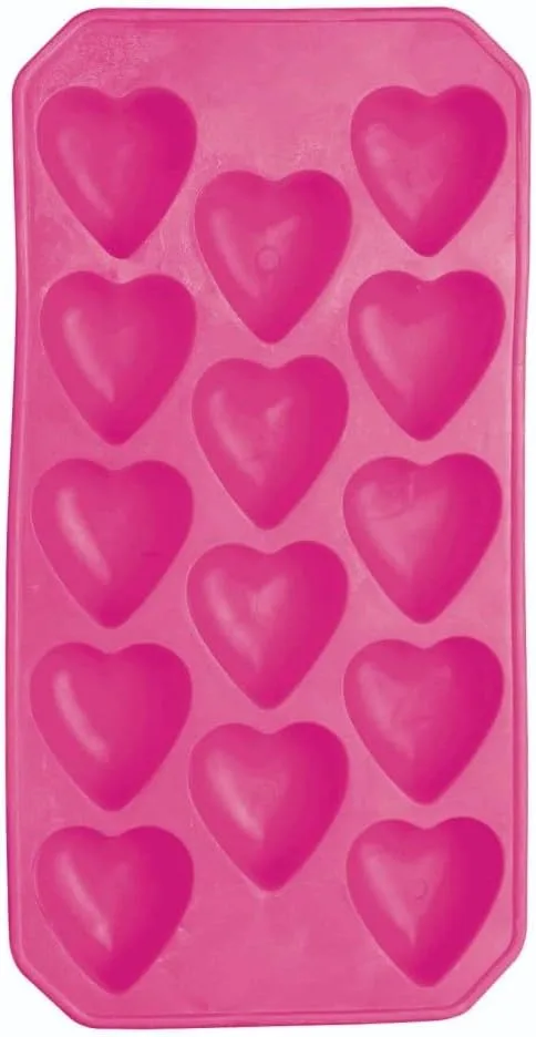 BarCraft Eiswürfelschale aus Silikon mit Herzformen, Pink, 26 x 12 cm