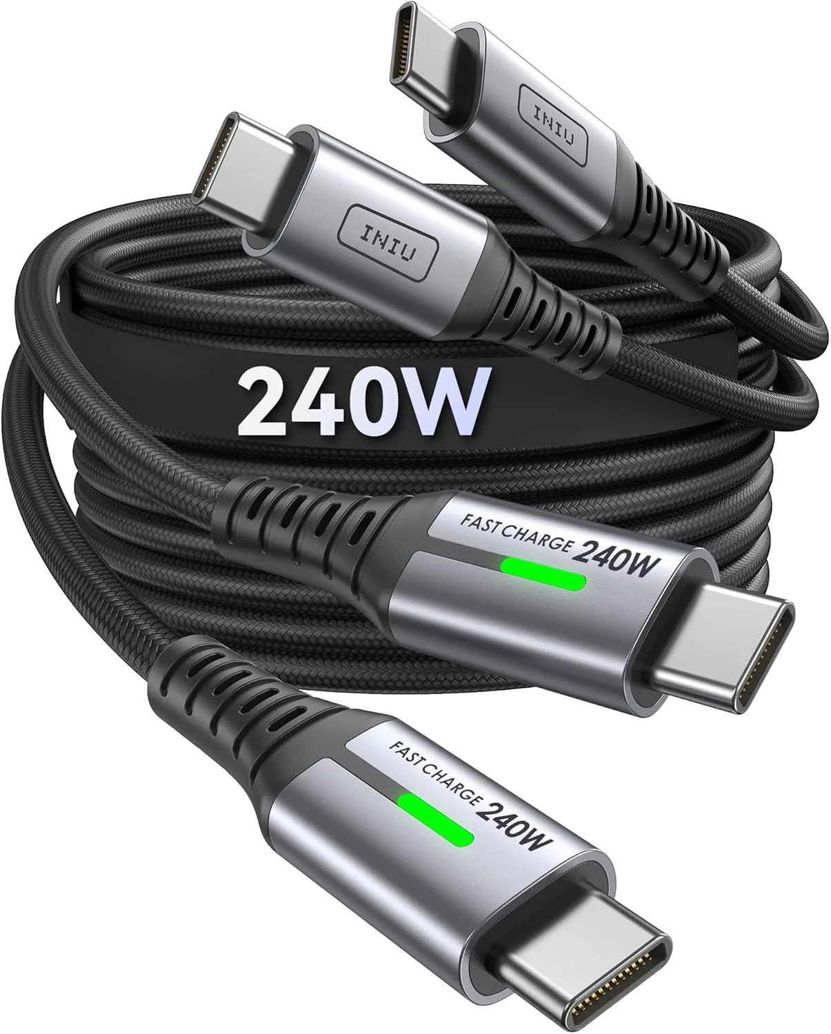 INIU 240W USB C Kabel, [2-Pack 1m] PD Schnellladekabel USB C auf USB C, Nylon Geflochten Ladekabel USBC Ladegerät für iPhone 16 15 Pro Max Samsung Galaxy S25 S24 Pixel 9 iPad Pro MacBook Air usw