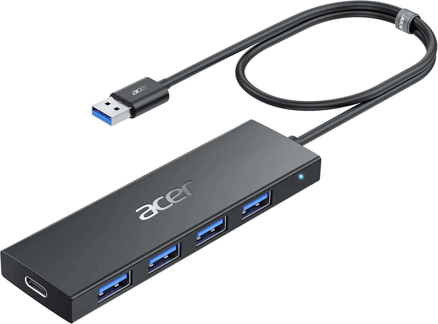 acer USB 3.0 Hub mit USB-C-Stromversorgung, Ultra Slim Typ-A Verteiler 4 Ports Multiport Adapter für PC, Laptop, Tastatur, Maus, HDD, MacBook Pro/Air, iMac, Surface Pro, macOS Windows Linux usw.-60cm