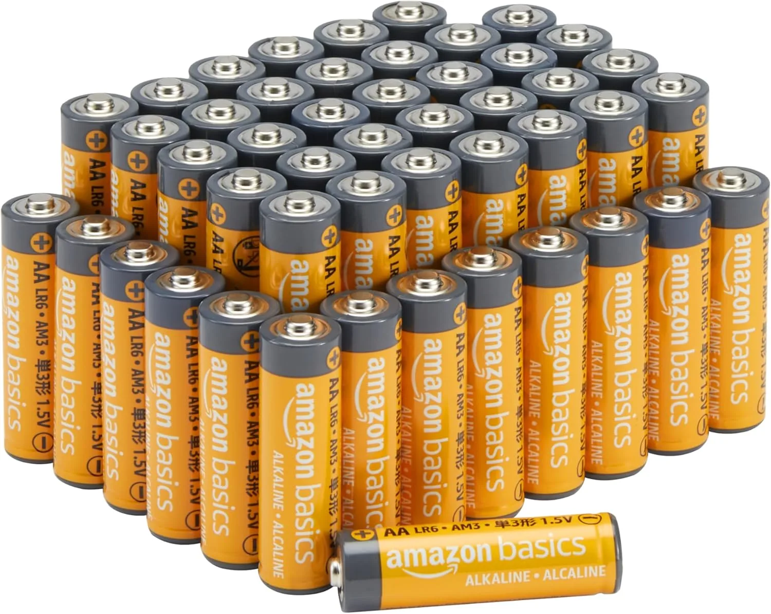 Amazon Basics AA-Alkali-Hochleistungsbatterien, 1,5 V, 10 Jahre lagerfähig, 48 Stück