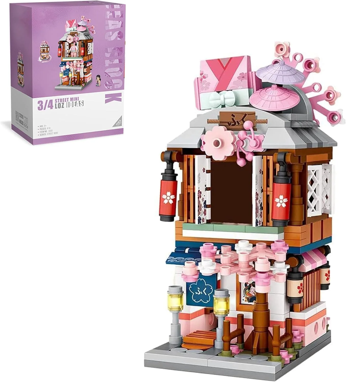 linlinfa Modular Haus Bausteine, Japanisches Kimono-Shop, Modular Building, 418 Teile Klemmbausteine Kompatibel mit