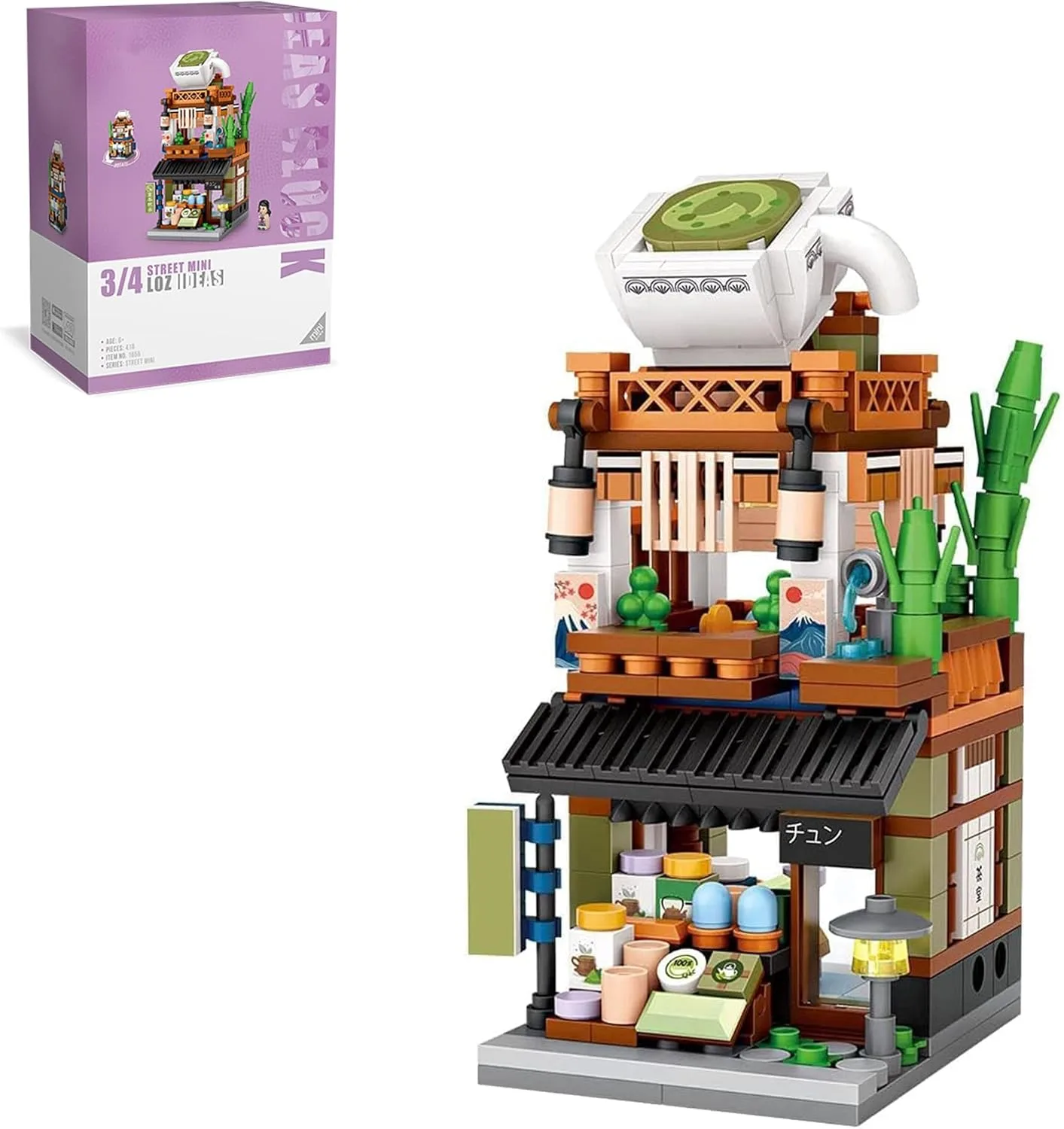 linlinfa Modular Haus Bausteine, Japanisches Match-Shop, Modular Building, 379 Teile Klemmbausteine Kompatibel mit