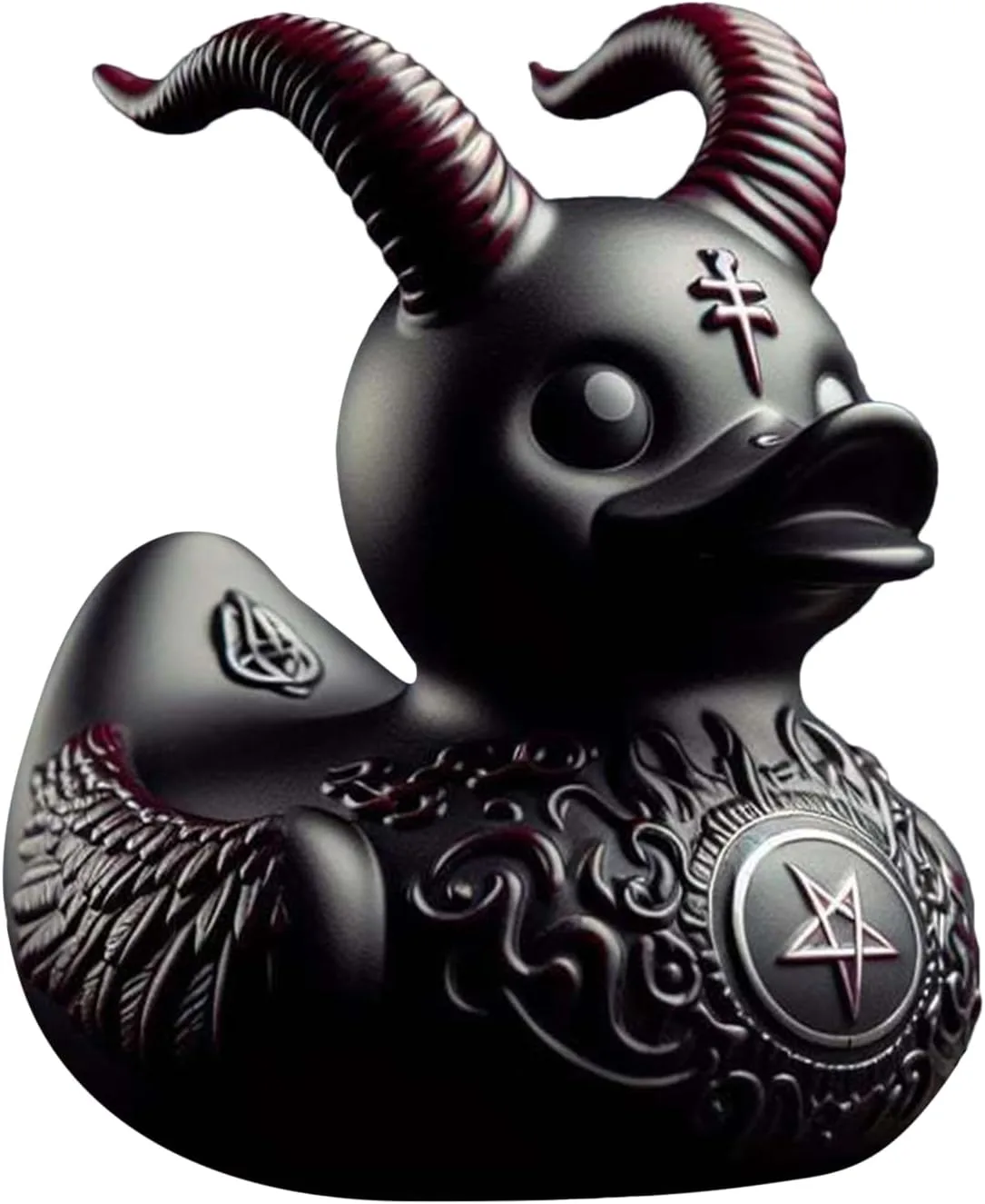 Generisch Duckieville Enten Statue Harz Schwarz Rocker Enten Skulptur Sammlerstück Gothic Punk Enten Figur Satan Ente Tisch Deko Geschenk Für Gothic-Liebhaber, TR2JDJK33Q65IIOTA813