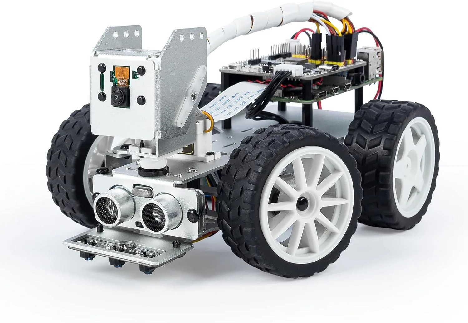 Picar-X AI Video Robot Car Kit für Raspberry Pi 5/4/3B+/3B, ChatGPT-4o Enabled mit Sprachsteuerung & Videoerkennung, Python, Scratch, Kamera, Mikrofon, Akku (RPI Nicht enthalten)